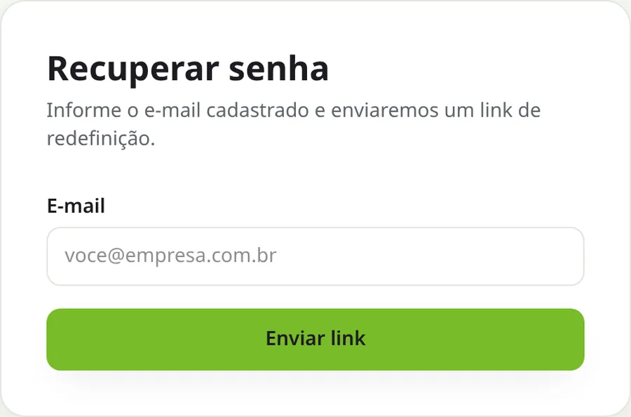 Tela de recuperação de senha da E-Domínios